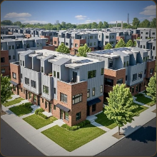 Parkside at Corktown townhome community rendering.